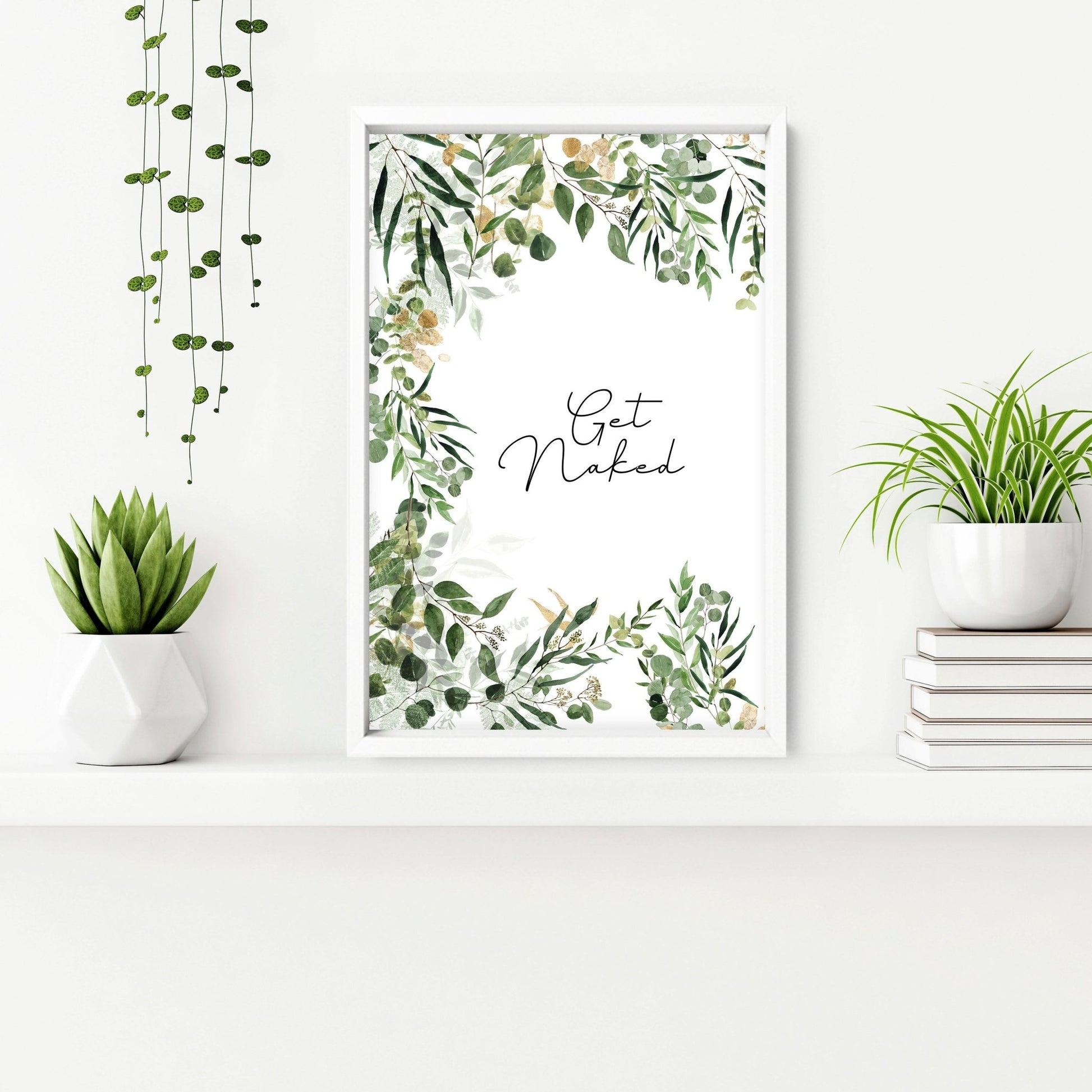 Watercolour Greenery prints for bathroom UK | set of 3 wall art - About Wall Art