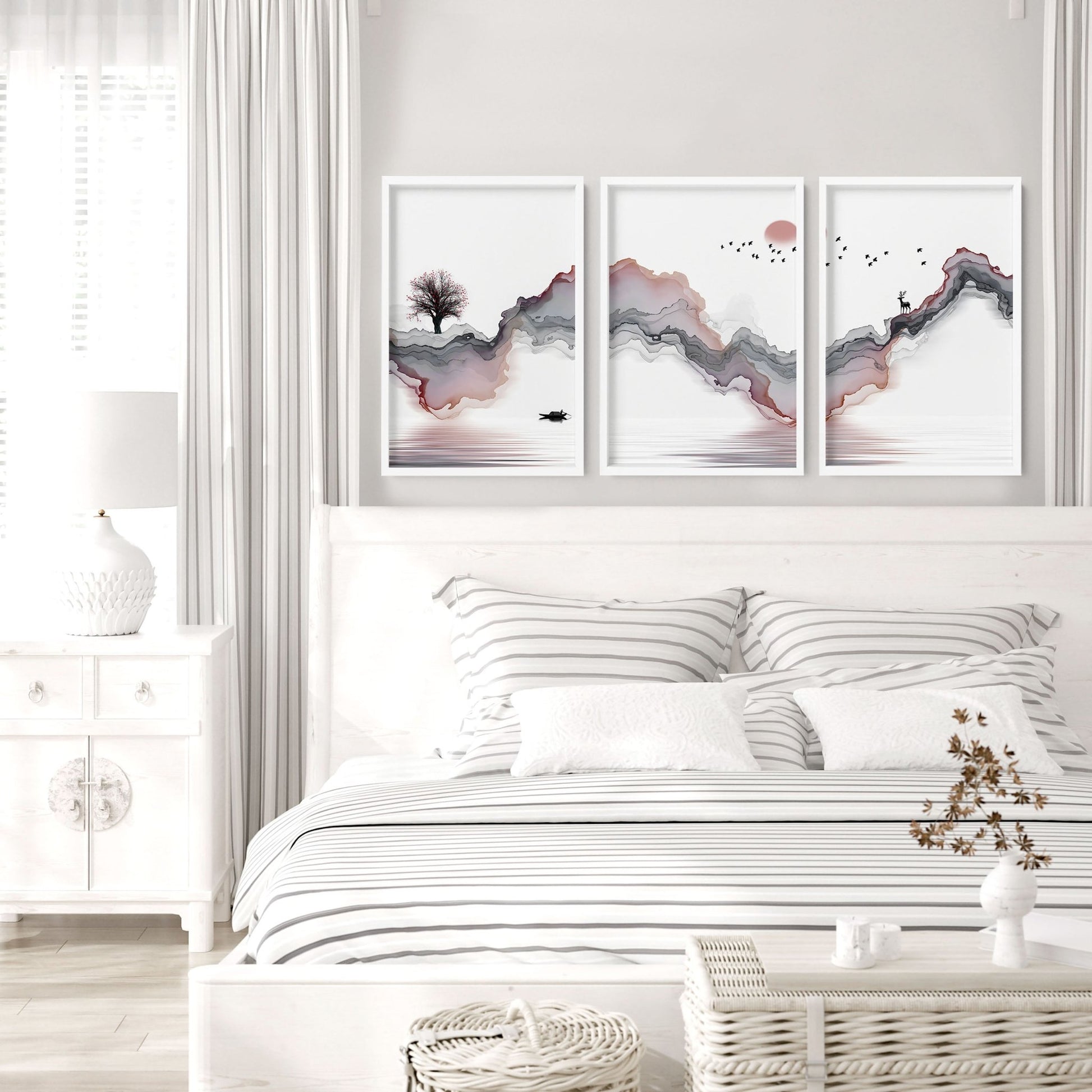 Zen bedroom decor | set of 3 wall art prints - About Wall Art