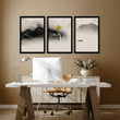 Japanese pagoda | set of 3 wall art for home office decor