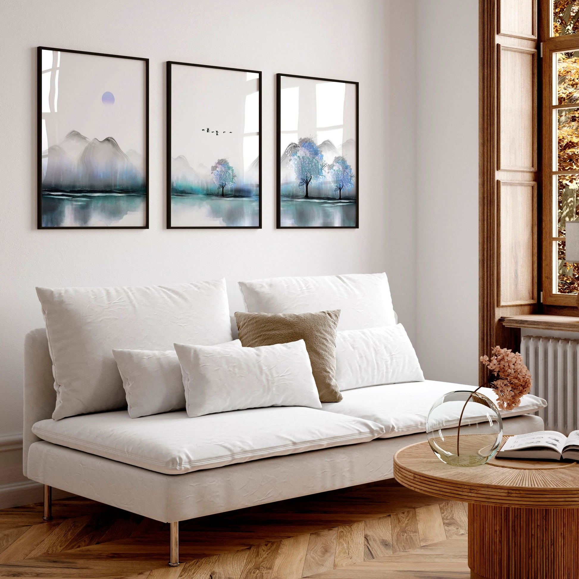 Zen Landscape art for living room walls | set of 3 art prints - About Wall Art