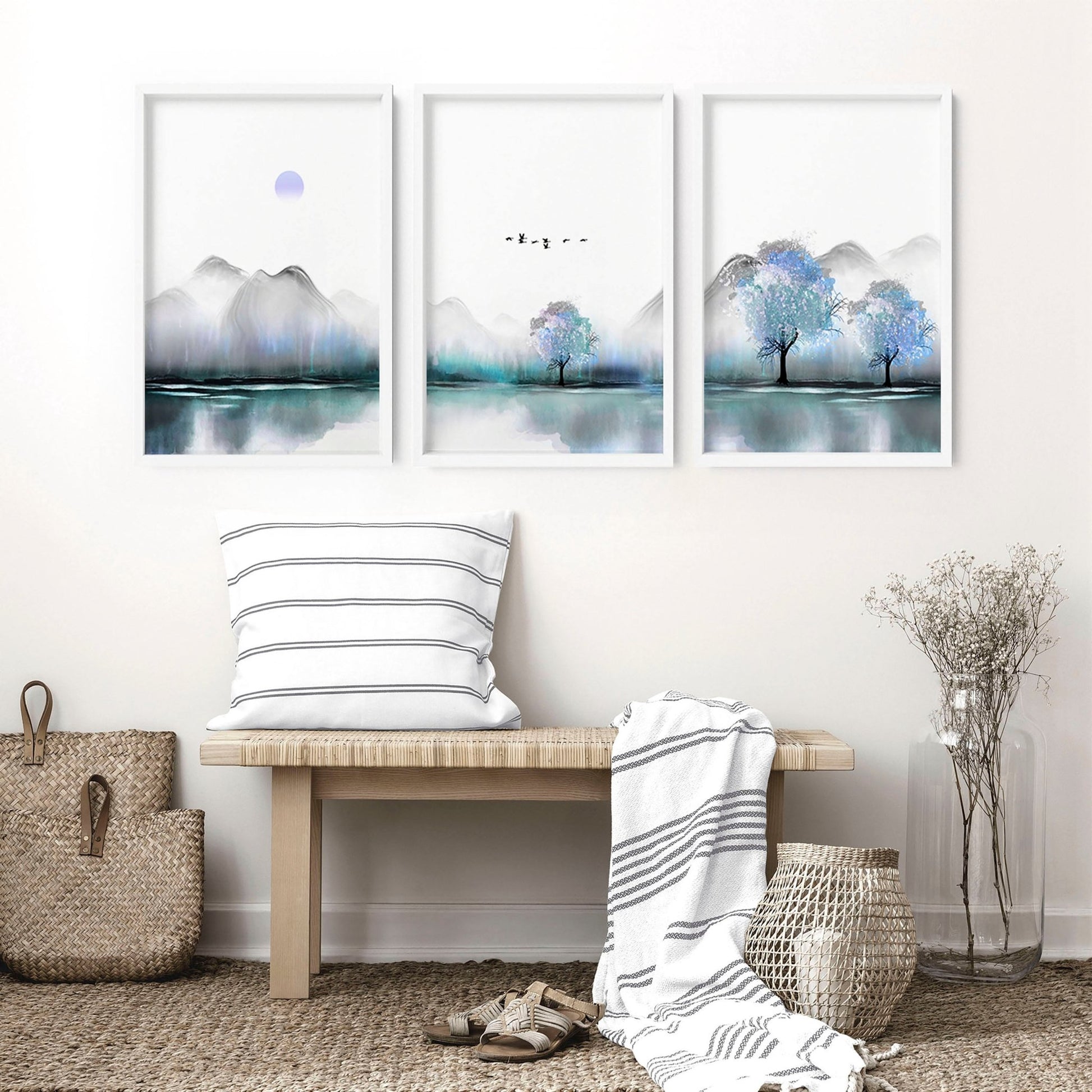 Zen Landscape art for living room walls | set of 3 art prints - About Wall Art