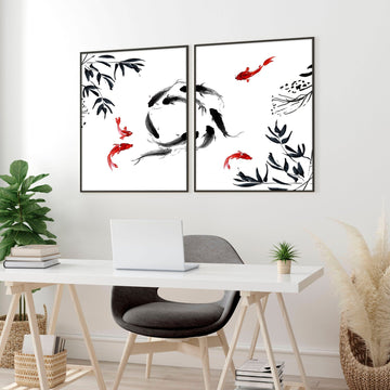 Decoración de la habitación zen | juego de 2 impresiones artísticas de pared para oficina