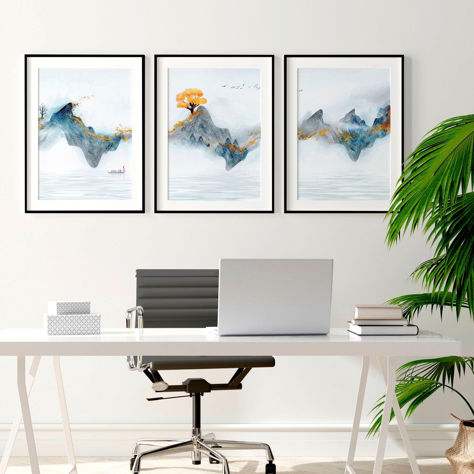 Zen office decor | set of 3 wall art prints - About Wall Art